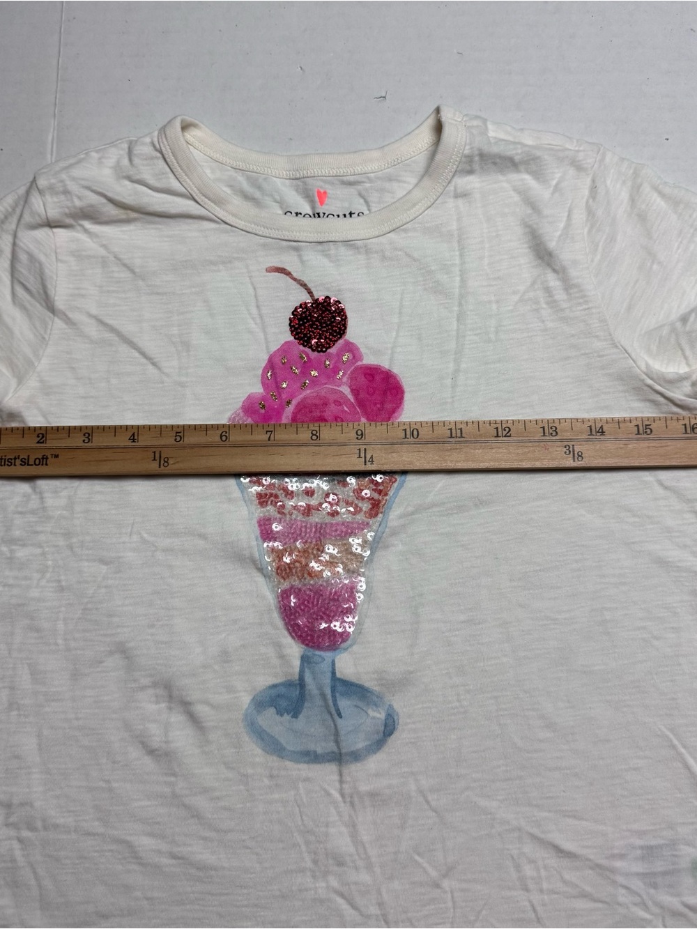 J. Crew Crewcuts Girls' Sequin Sundae Graphic T-shirt Cream Multi Size: XL - Picture 7 of 12